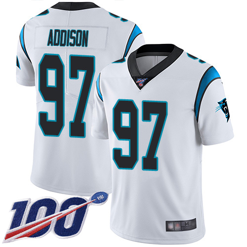 Carolina Panthers Limited White Youth Mario Addison Road Jersey NFL Football #97 100th Season Vapor Untouchable